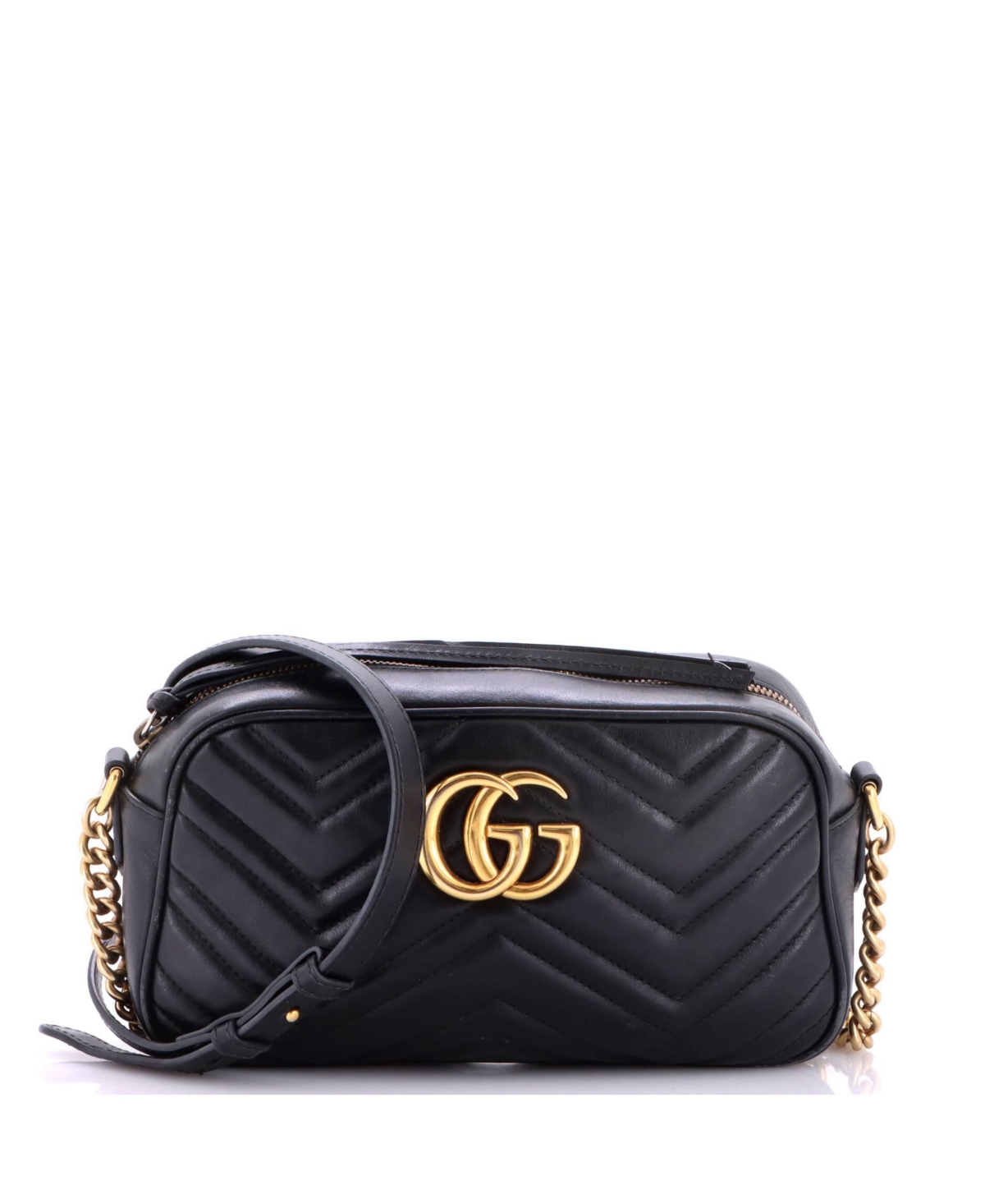 Pre-Owned Gucci Gg Marmont Matelasse Leather Shoulder Bag - Black