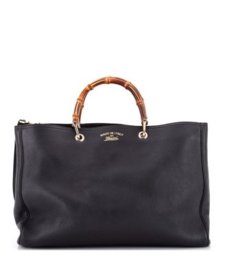 Large Bamboo Shopper Tote Leather