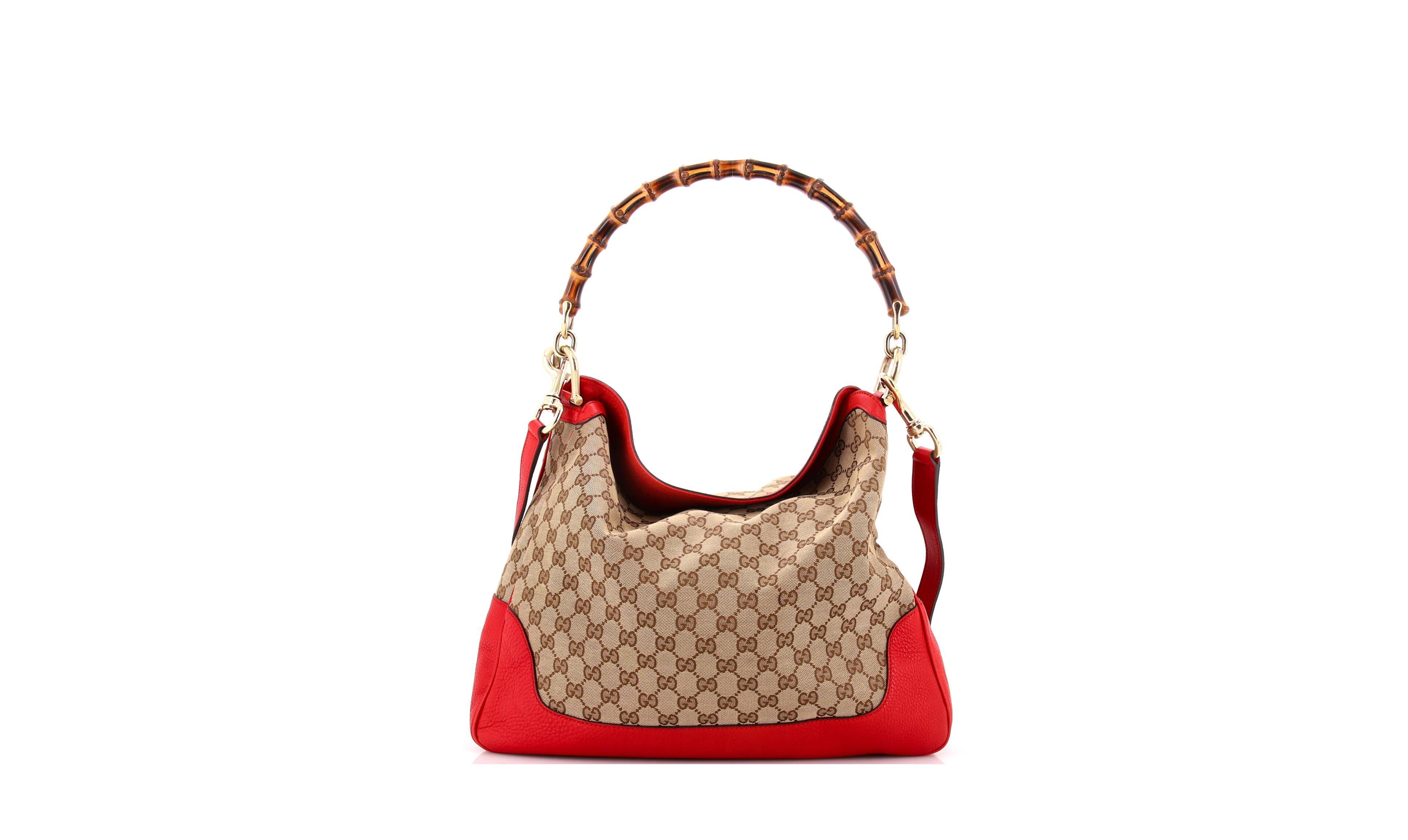 Pre-Owned Gucci Medium Diana Bamboo Shoulder Bag Gg Canvas