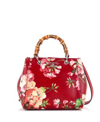 Mini Bamboo Shopper Tote Blooms Print Leather
