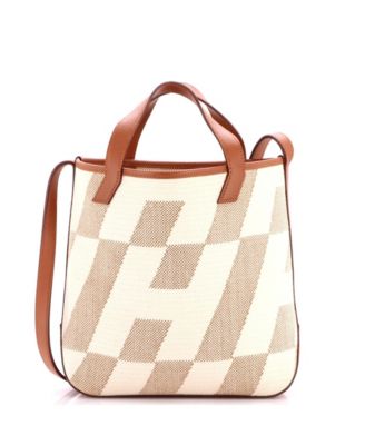 Pre-Owned Hermes 27 Cabas H en Biais Tote Canvas with Leather