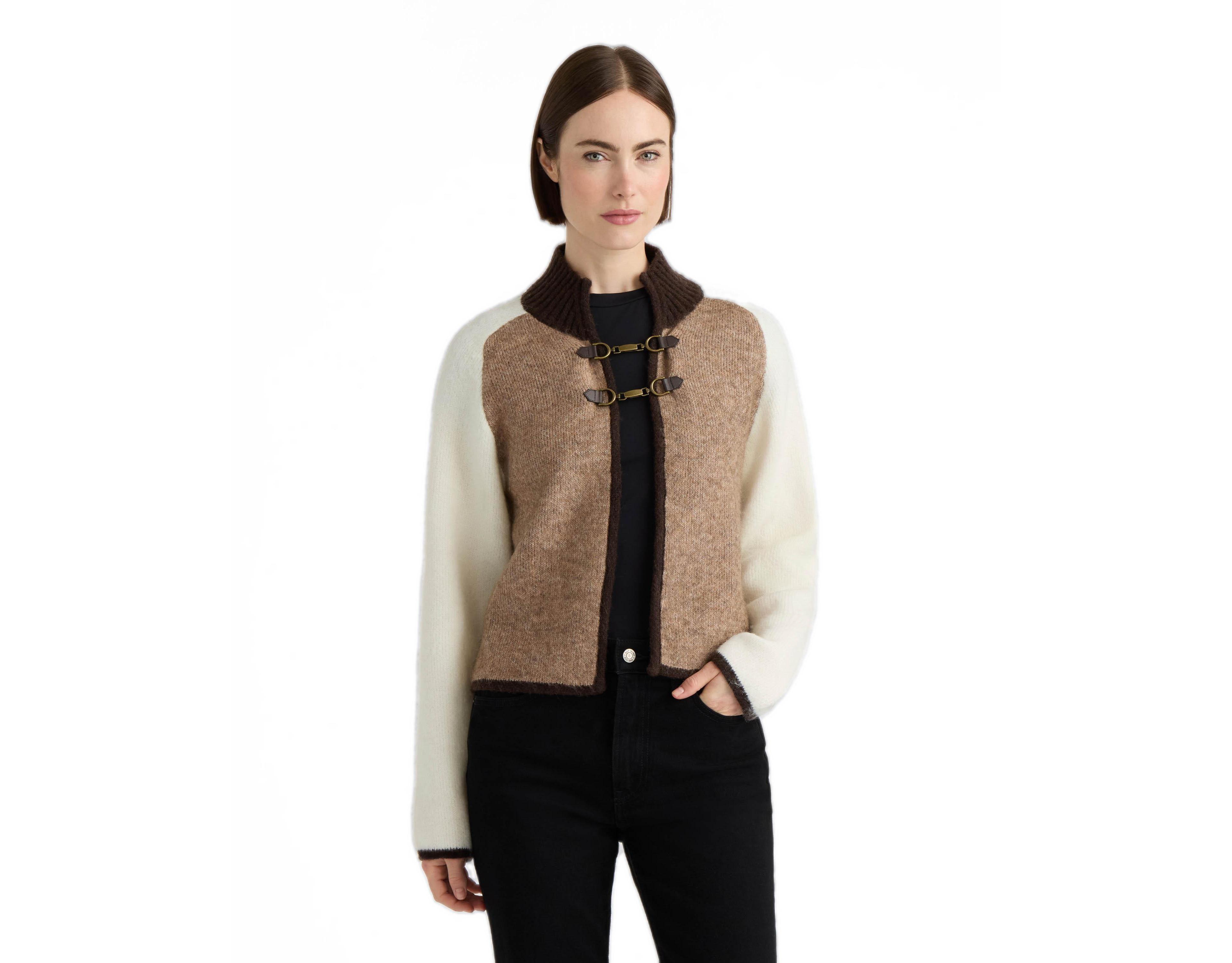 Eileen Fisher Women's Hunter Mock Neck Snaffle Buckle Closure Cardigan