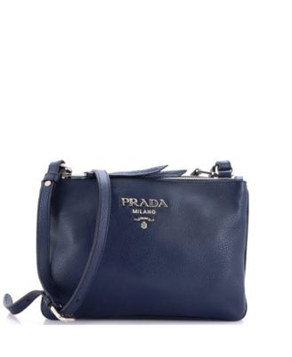 Small Double Zip Crossbody Bag Vitello Daino