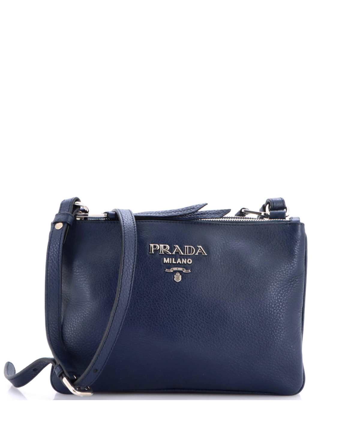 Pre-Owned Prada Small Double Zip Crossbody Bag Vitello Daino