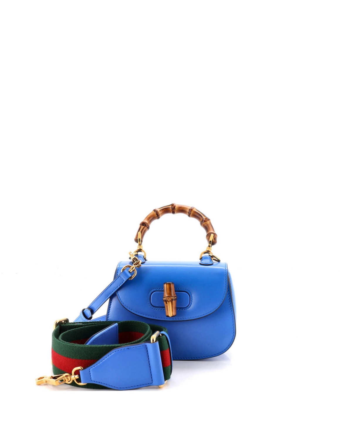 Pre-Owned Gucci Mini Bamboo 1947 Top Handle Bag Leather - Blue
