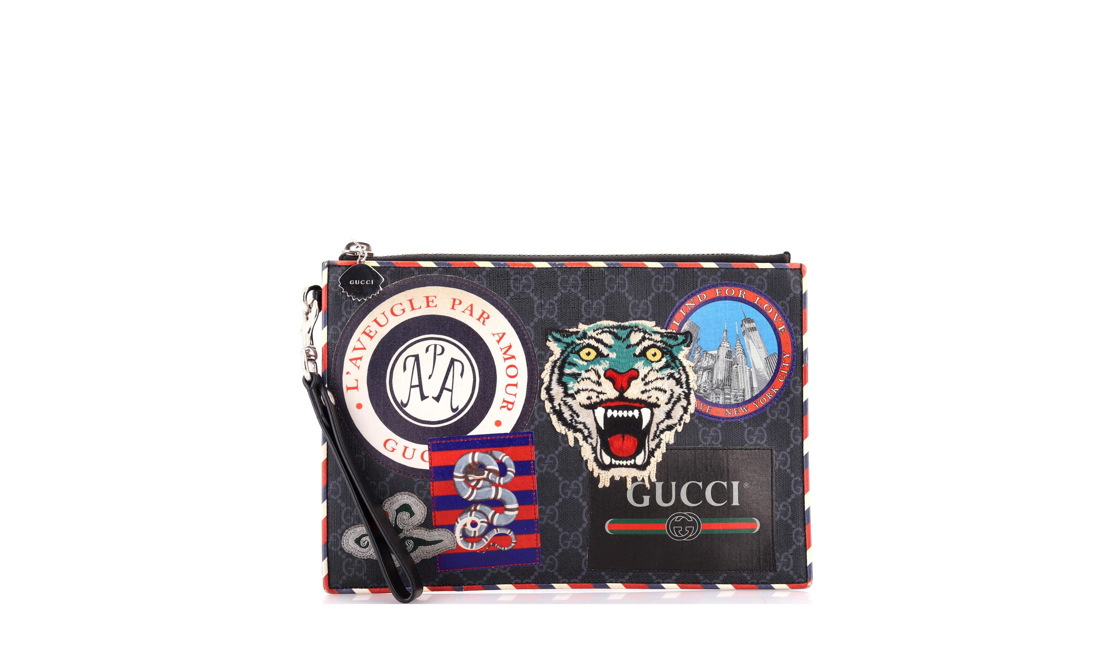 Pre-Owned Gucci Night Courrier Pouch Gg Coated Canvas with Applique