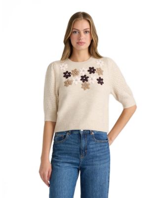 NVLT Women's Embroidery Flower Sweater