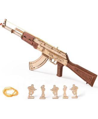 3D Puzzles for Adults, Wooden 3D Puzzle Model AK47 Rubber Bands Shooter Building Kits, DIY Wood Crafts Toy Hobbies Creative Assembly Gifts