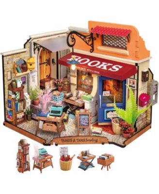 1:20 Scale Bookstore Miniature House Kit with Warm LED Light, Ages 14+