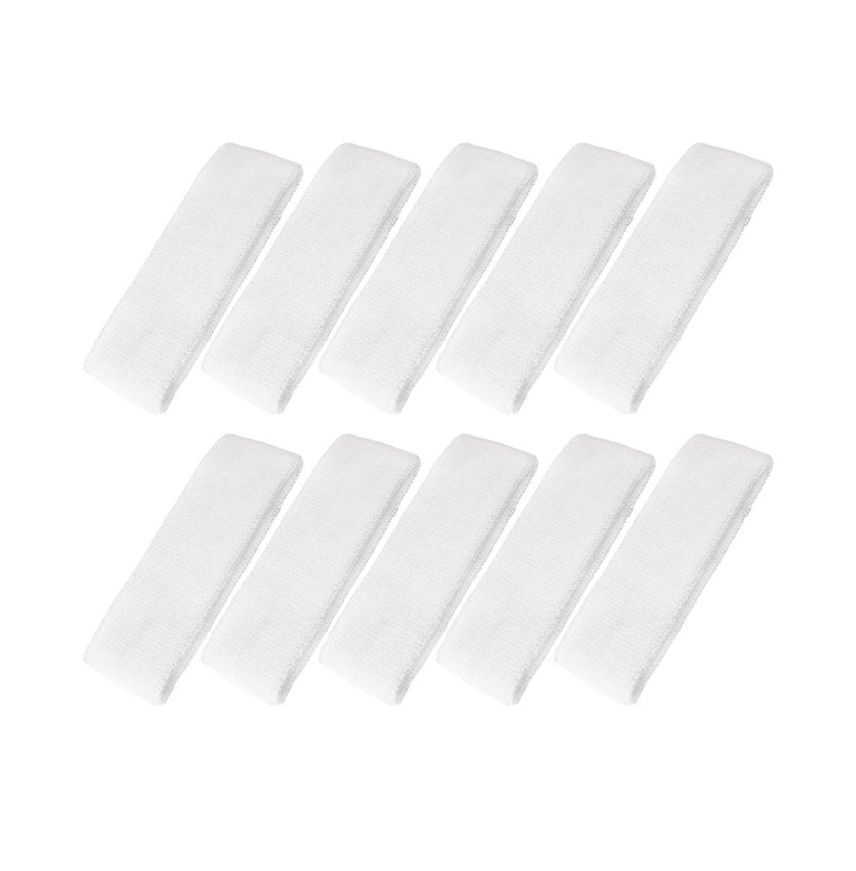 Furlihong 10 Pack Cotton Sports Headbands Sweat Absorbent For Workout Gym Outdoor Activities - White