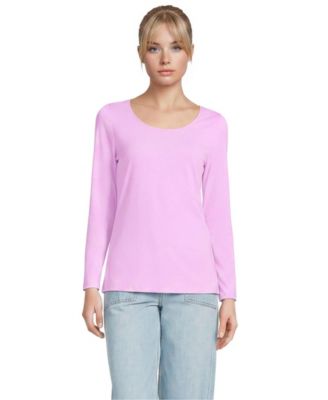 Women's Lightweight Jersey Skimming Long Sleeve Scoop Neck T-shirt