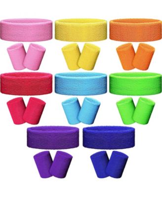 8 Sets Neon Sports Headbands and Wristbands for Gym Workout Activities