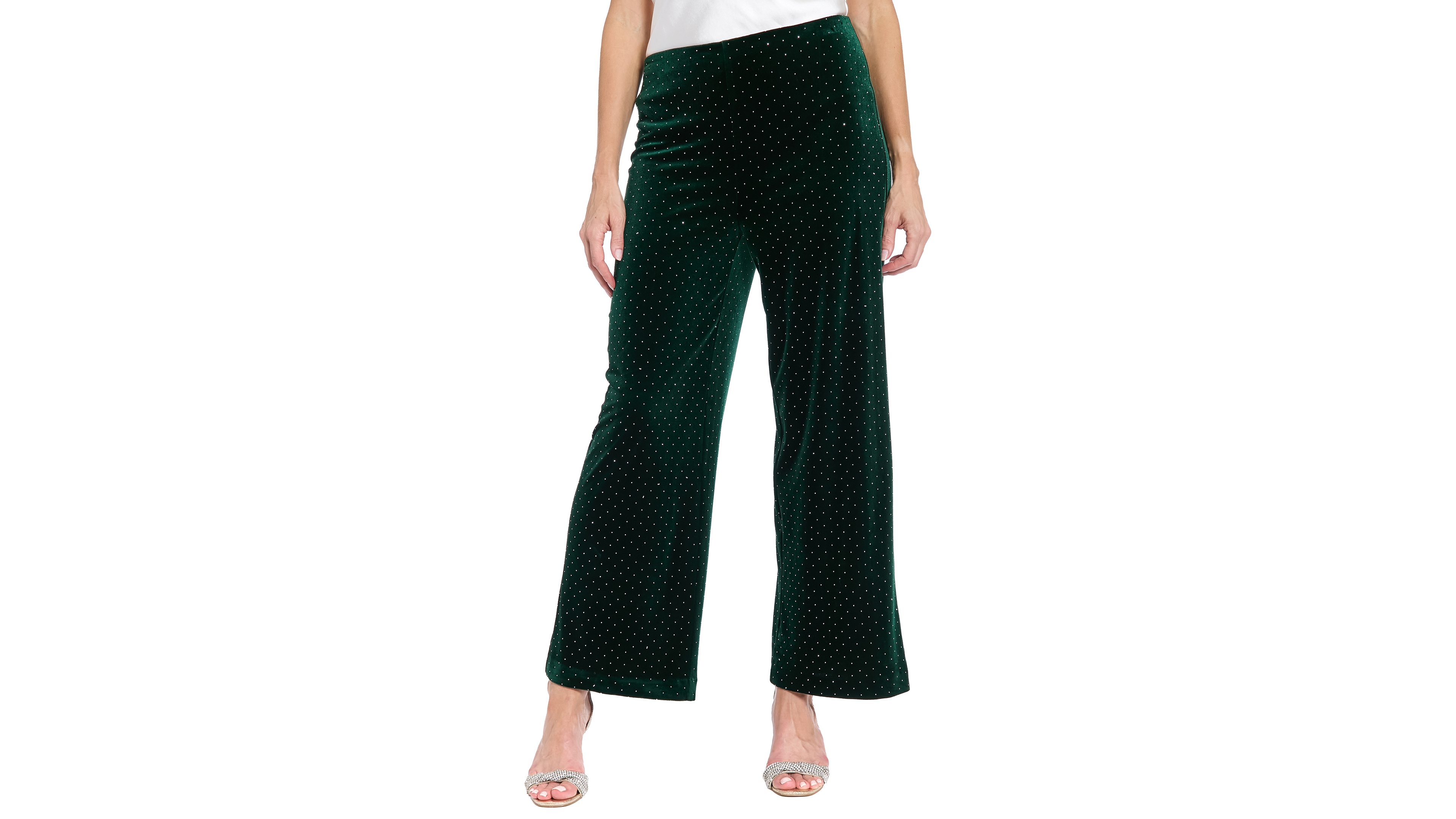 Muse Women's Clean Waistline Velvet Wide-Leg Stud-Embellished Pants