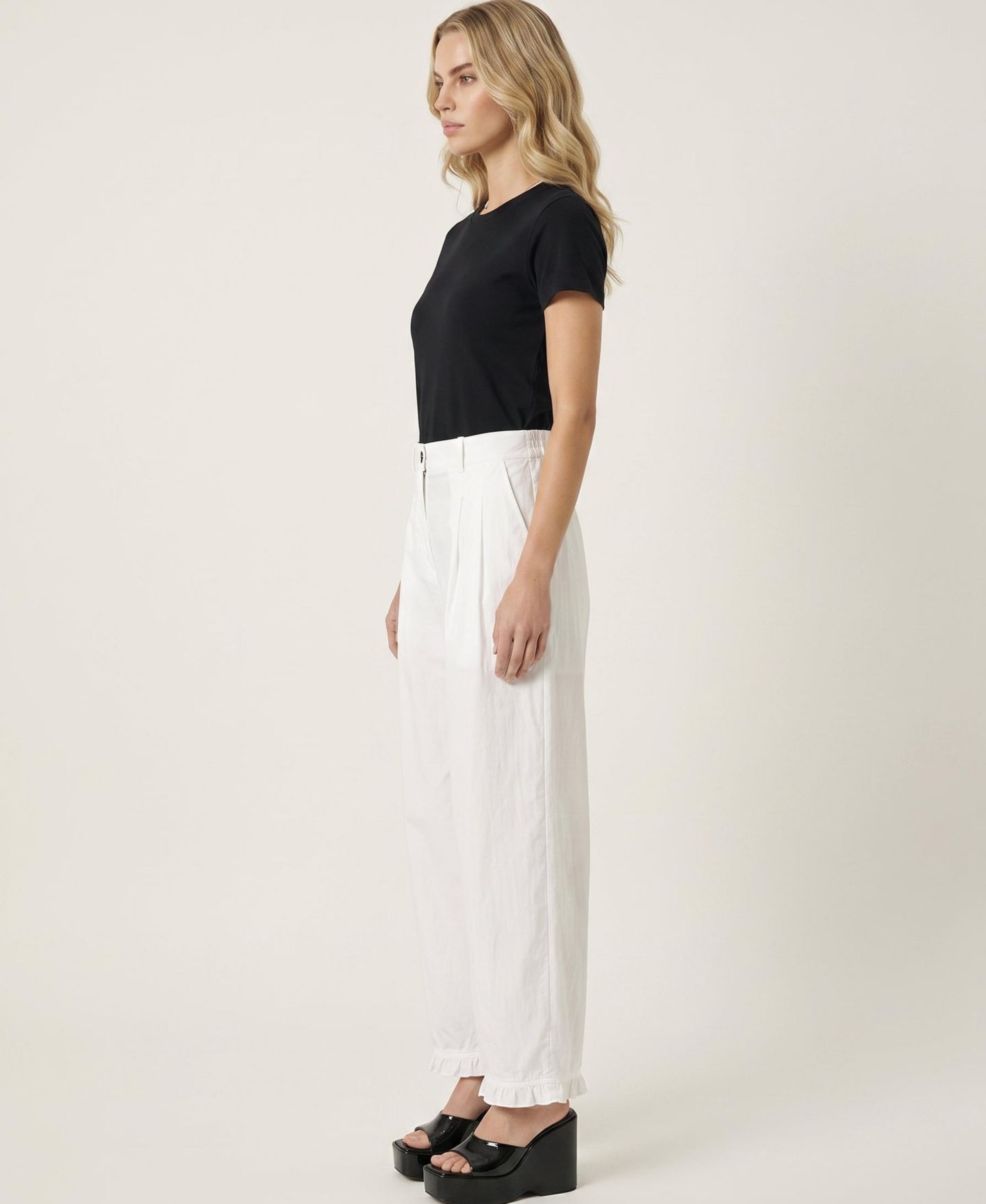 Женские брюки Modenaire High-Rise Wide-Leg Pleated, цвет: Белый — фото 7