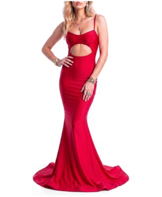 Women's Cutout Lace-Up Back Mermaid Evening Gown