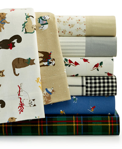 Martha Stewart Collection Printed Cotton Flannel Sheet Sets, Only at Macy's