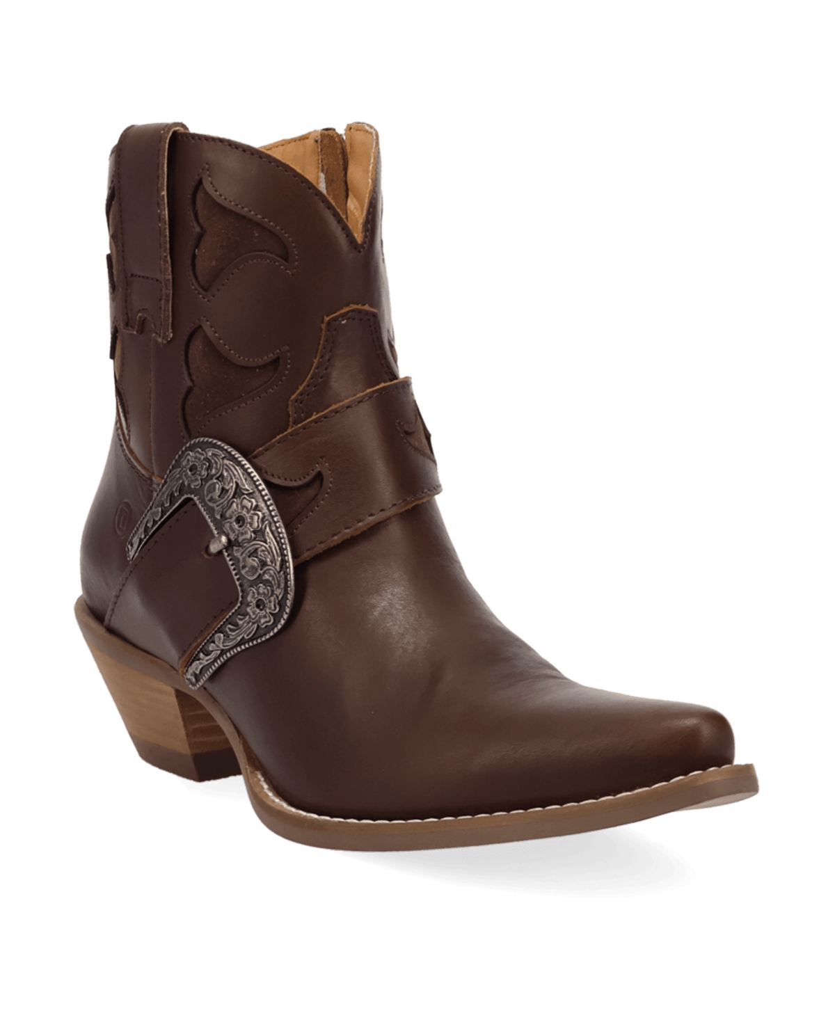 Dingo Women's Saddle Up Leather Western Buckle-Strap Bootie - Brown