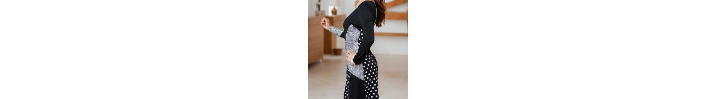 Женское платье La Moda Clothing Colorblock Polka Dot Knit Dress, Long Sleeve Resort, цвет: Чёрный / Белый с принтом — фото 3