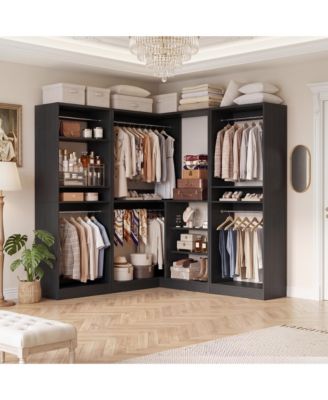 Corner Closet Organizer Set of 3 with 6 Hanging Rods and 8 Shelves