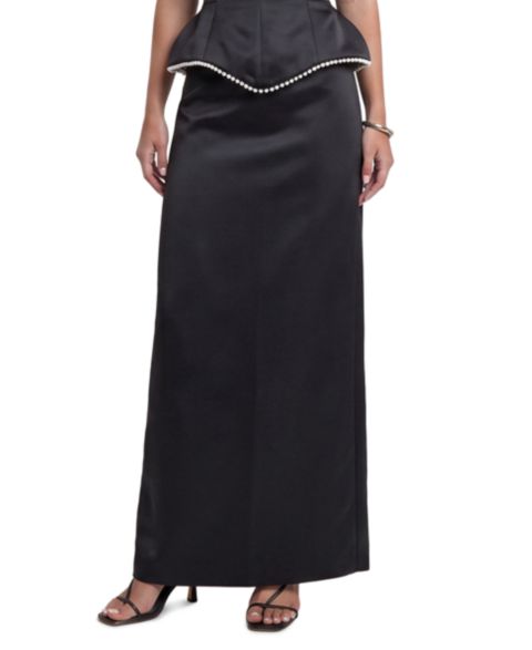Женская юбка 4th & Reckless Peyton Satin Maxi Slit, цвет: Чёрный