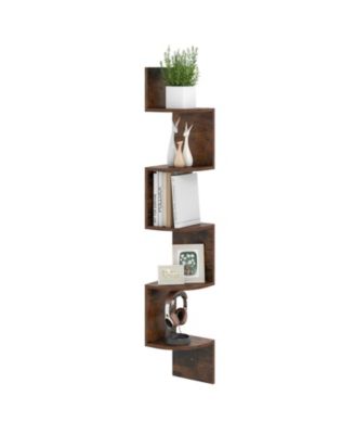 5-Tier Corner Shelf Floating Bookshelf Wall Mounted Storage Organizer