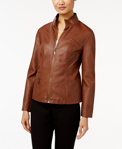 Alfani Faux-Leather Jacket, Only at Macy's - Jackets - Women - Macy's