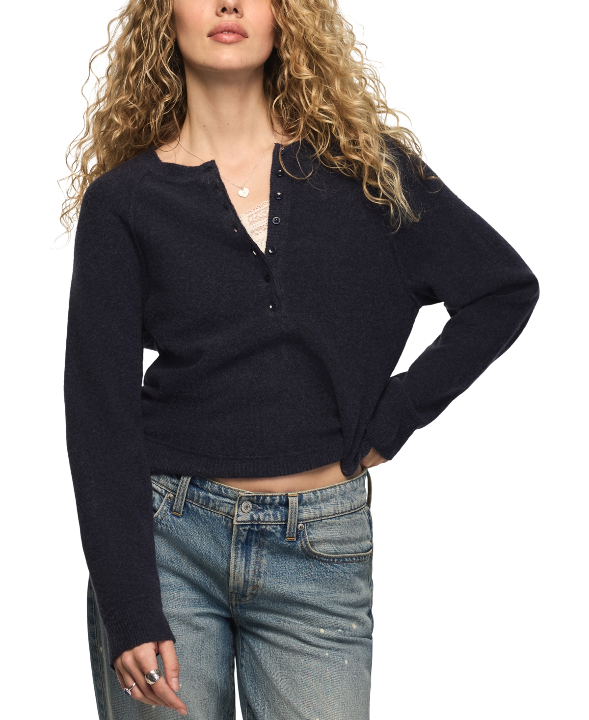 Lucky Brand Women's Cloud Soft Long-Sleeve Henley Sweater