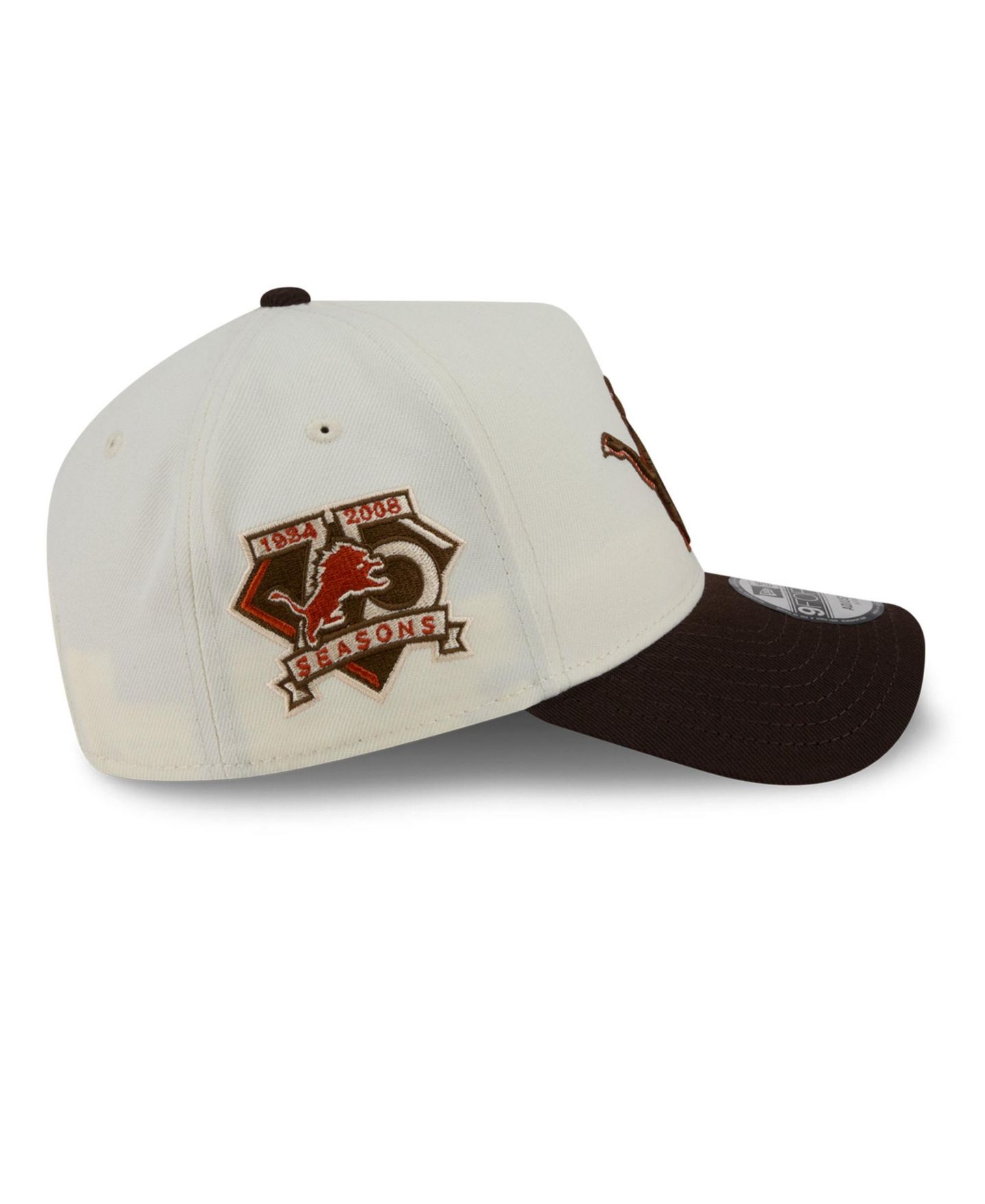 Мужская кепка New Era Cream/Brown Detroit Lions Pumpkin Spice A-Frame 9FORTY Adjustable Hat — фото 4