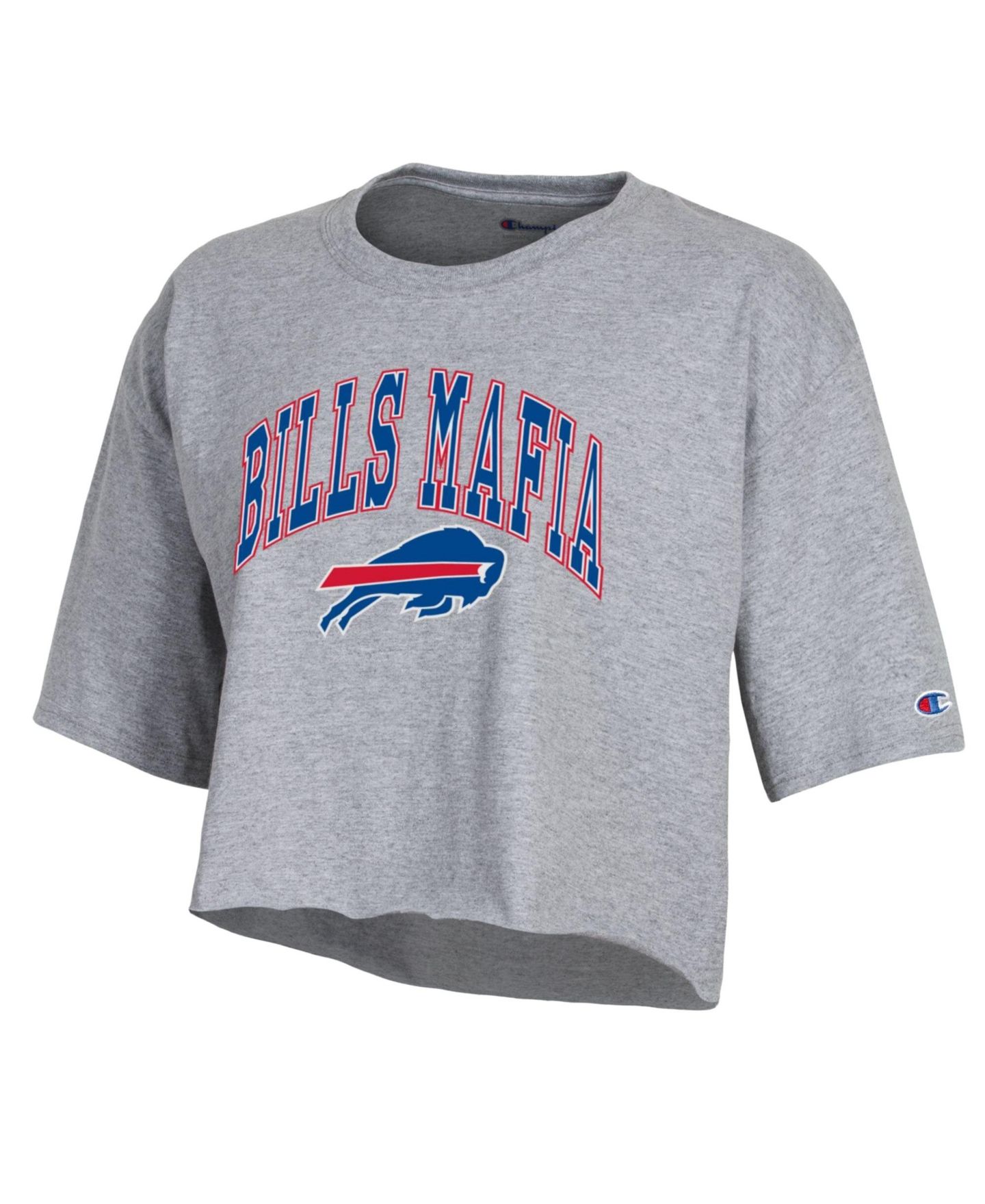 Женская футболка Champion Gray Buffalo Bills Bills Mafia Cropped Boyfriend — фото 3