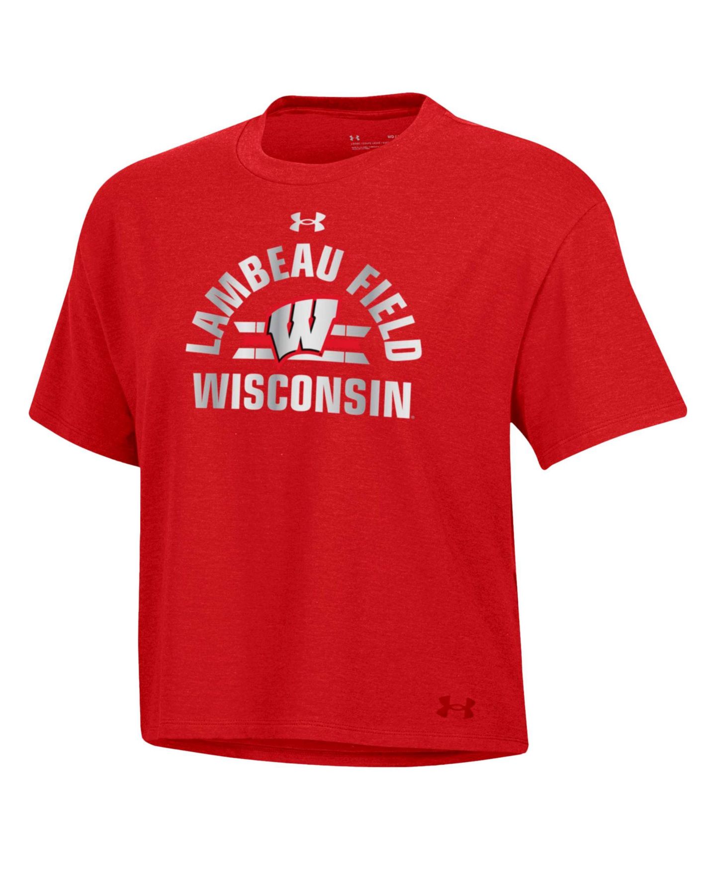 Женская футболка Under Armour Red Wisconsin Badgers 2026 Lambeau Field Collection Boxy Tri-Blend — фото 3