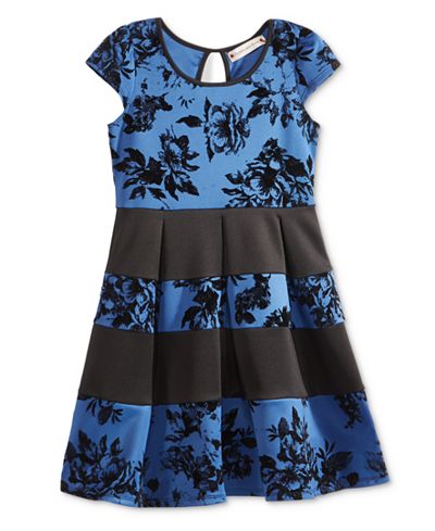 Crystal Doll Striped Flocked Dress, Girls (7-16)