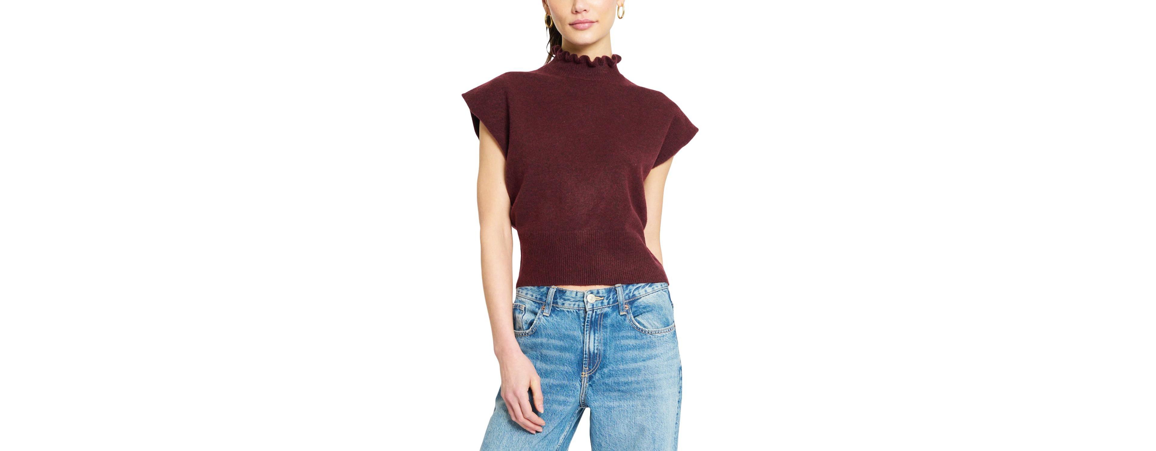 Central Park West Women's Kate Ruffled-Collar Dolman Sweater