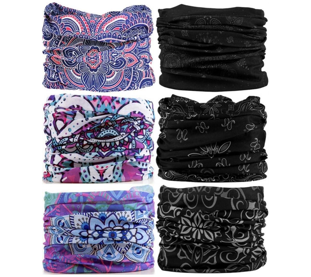 Sportneer Polyester Neck Gaiter Headband Face Mask Magic Scarf Bandana - 6pc.pink series one size