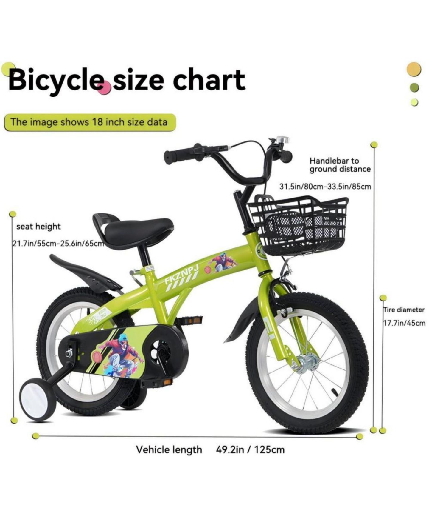 Детская игрушка ECHTPeak 18-Inch Steel-Frame Kids' Bike with Training Wheels and Storage Basket, 5–10 лет, цвет: Зелёный — фото 3