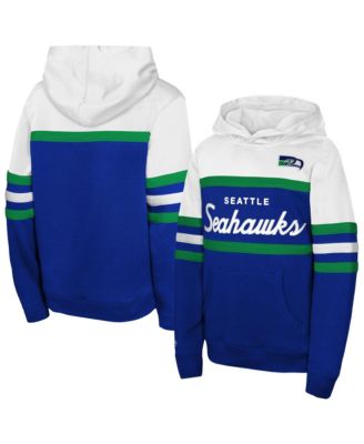Big Boys and Girls Royal Seattle Seahawks Throwback Head Coach Hoodie