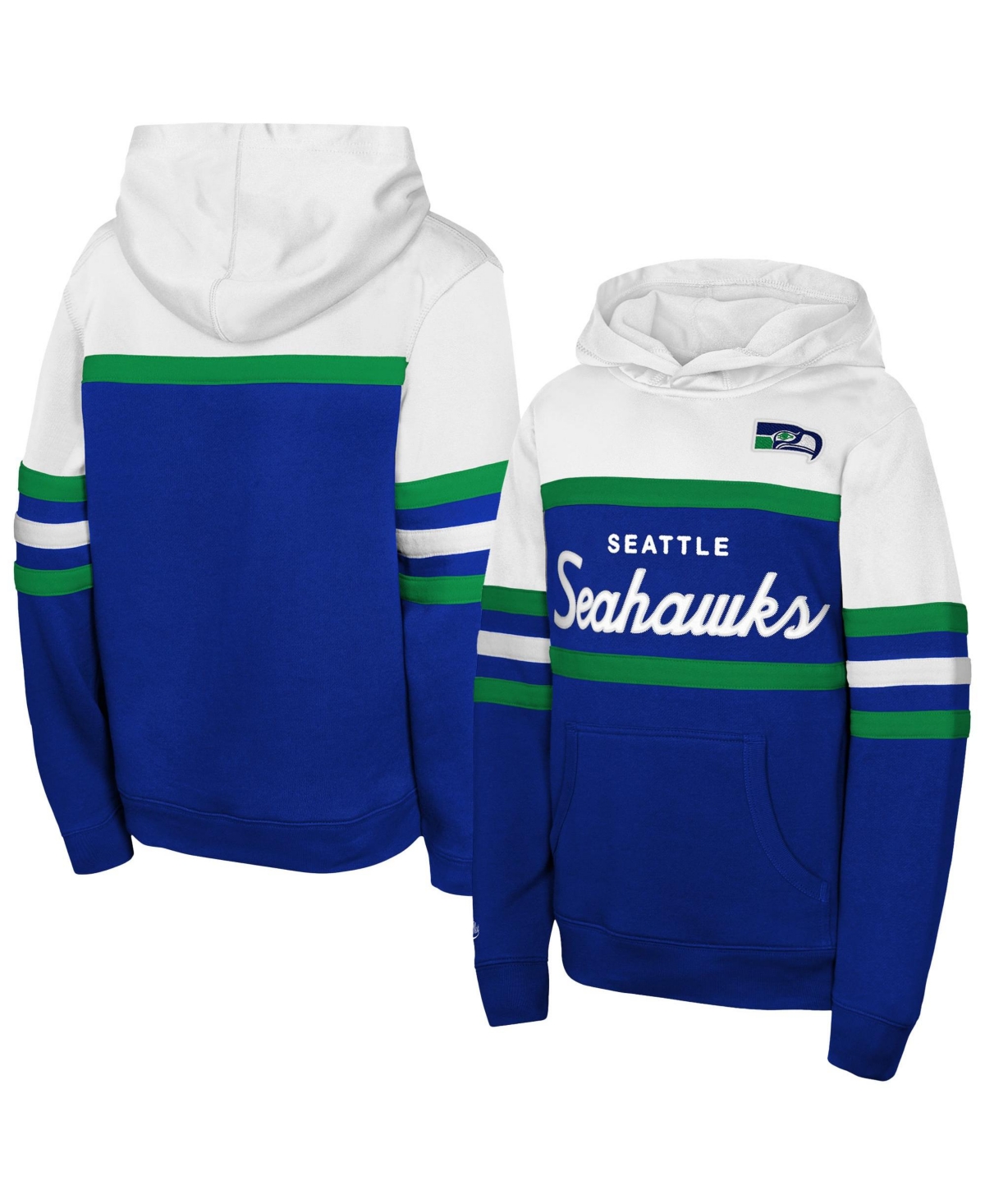 Mitchell & Ness Big Boys' and Girls' Royal Seattle Seahawks Throwback Head Coach Hoodie