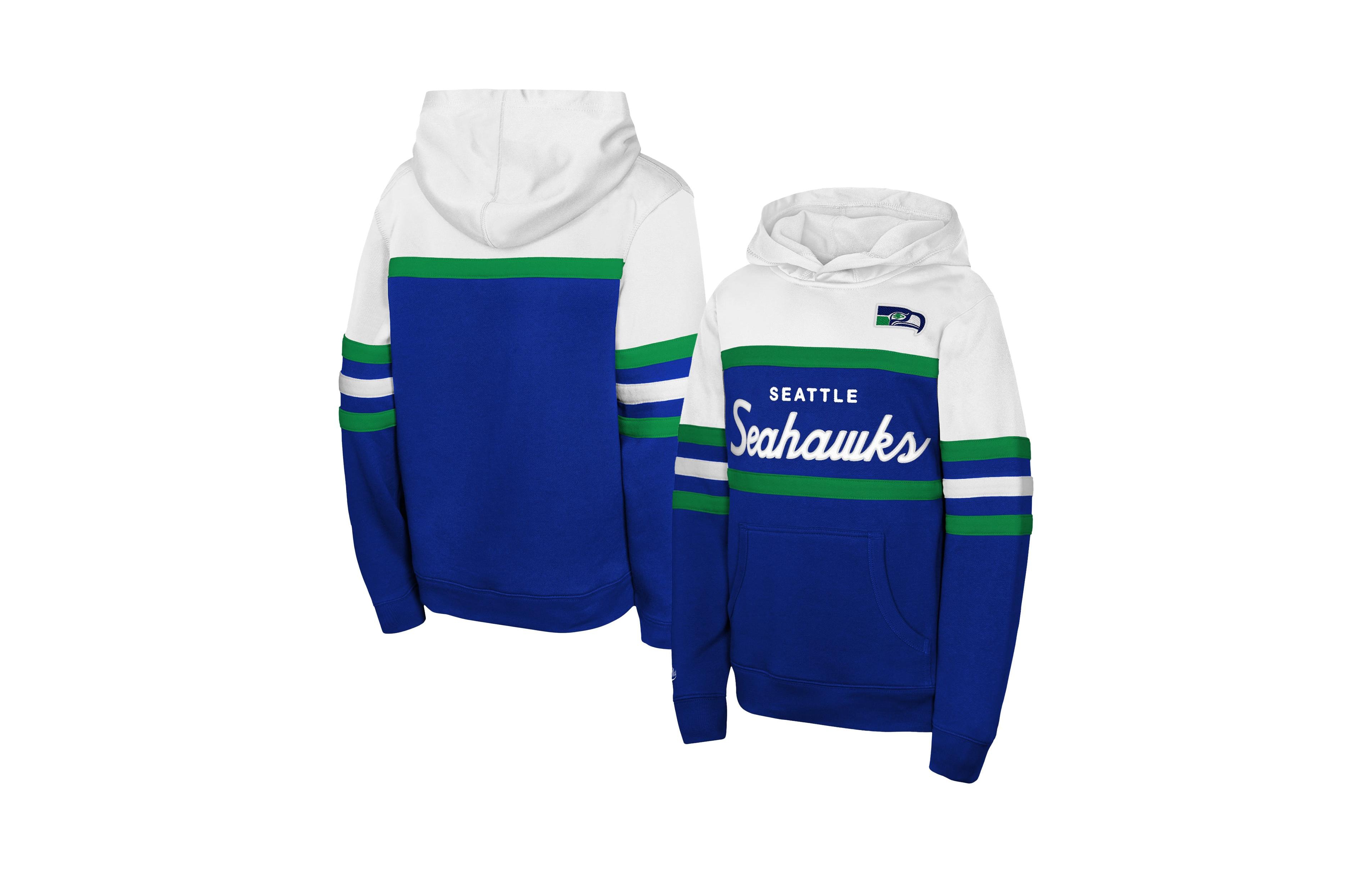 Mitchell & Ness Big Boys' and Girls' Royal Seattle Seahawks Throwback Head Coach Hoodie