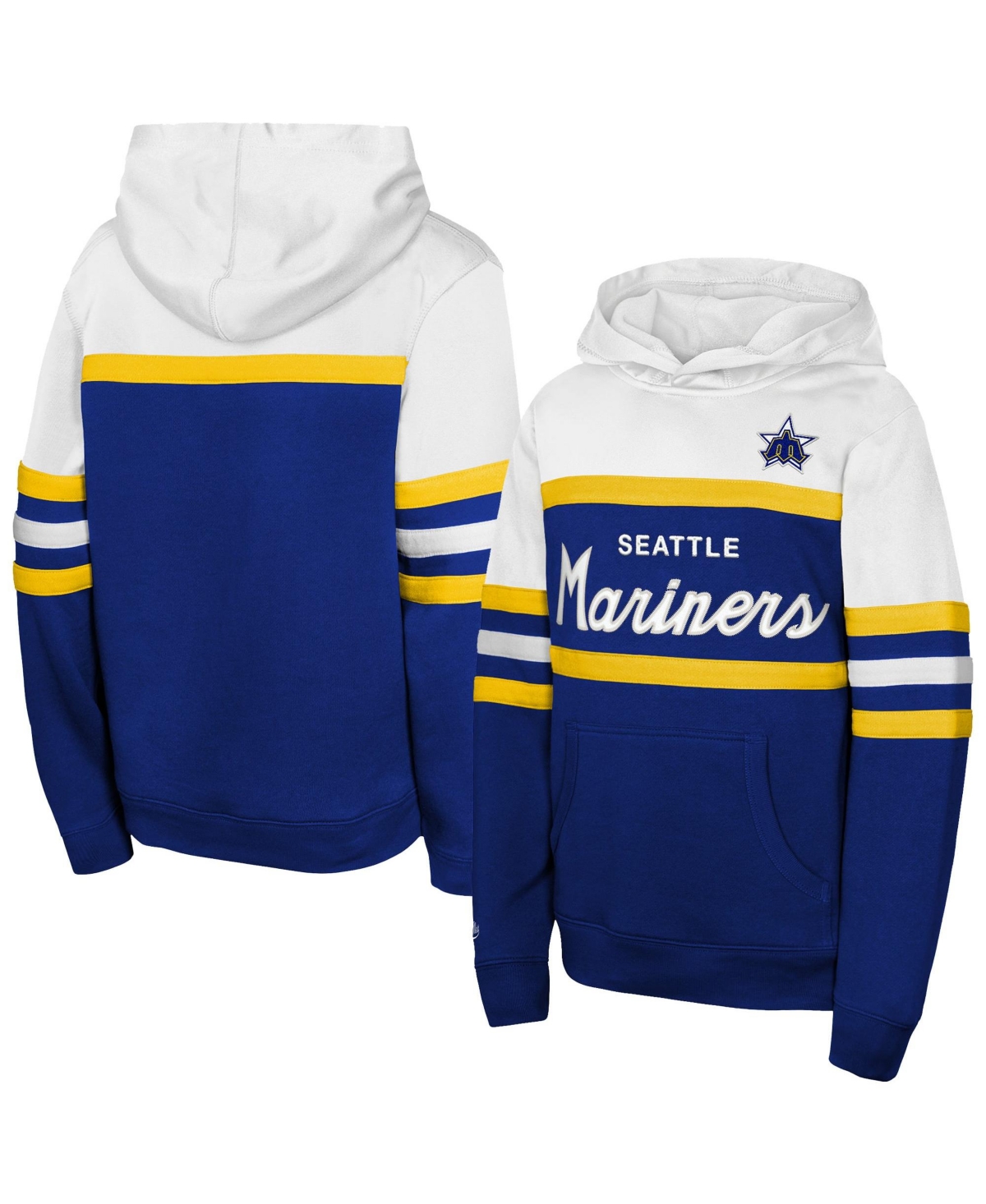 Mitchell & Ness Big Boys' and Girls' Royal Seattle Mariners Throwback Head Coach Hoodie