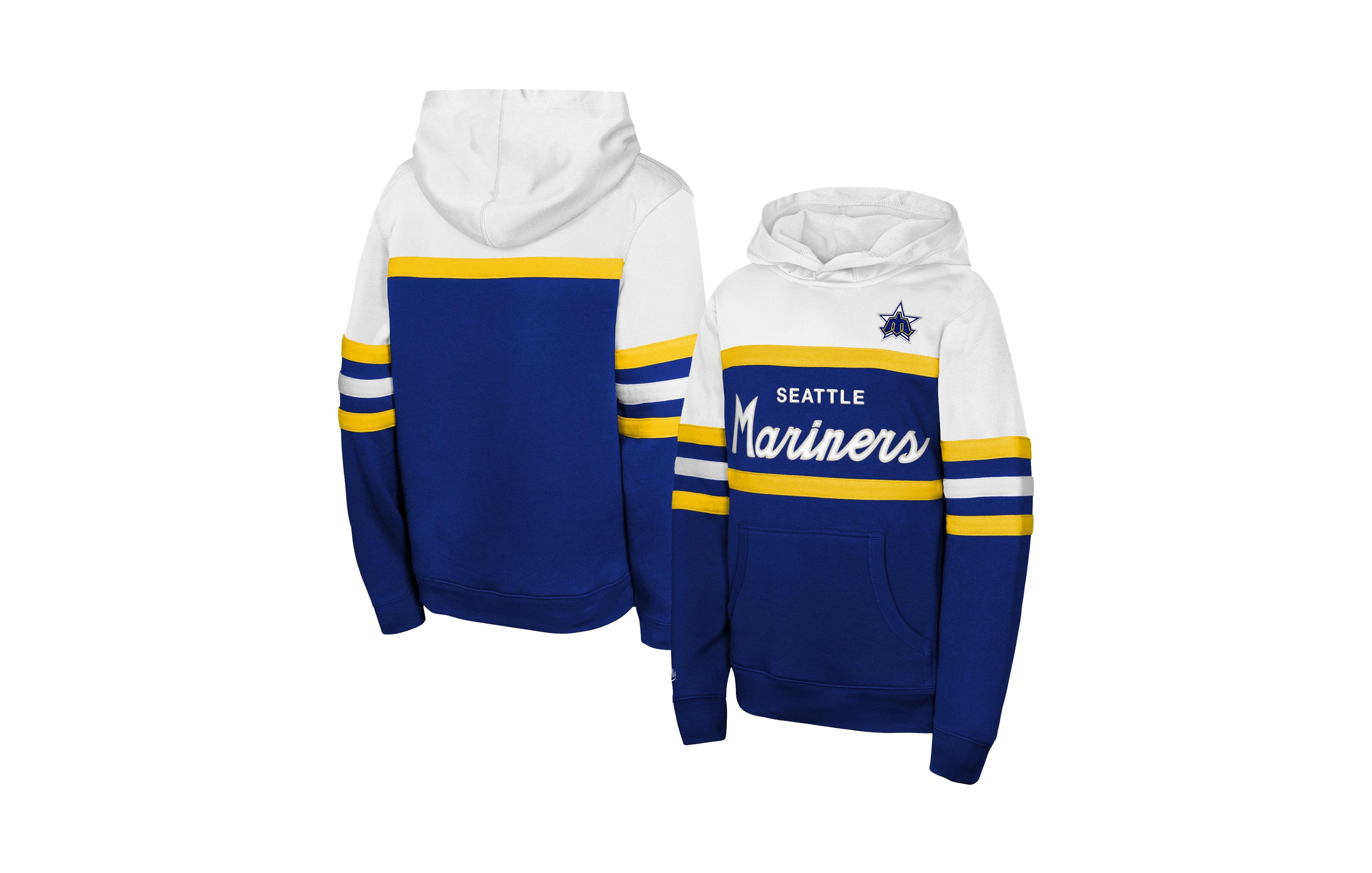 Mitchell & Ness Big Boys' and Girls' Royal Seattle Mariners Throwback Head Coach Hoodie
