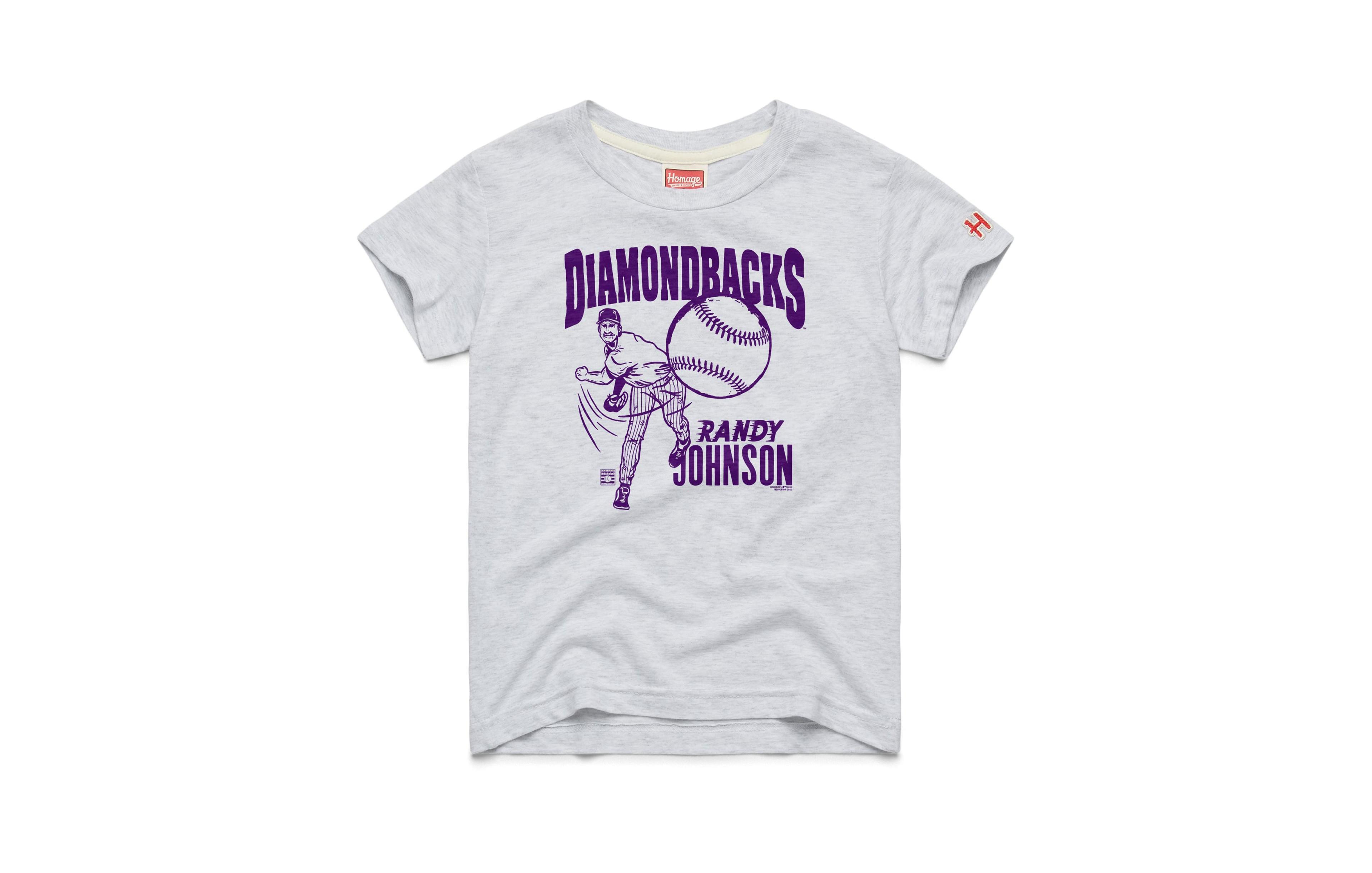 Big Boys and Girls Homage Randy Johnson Ash Arizona Diamondbacks Cooperstown Collection Player Graphic Tri-Blend T-Shirt