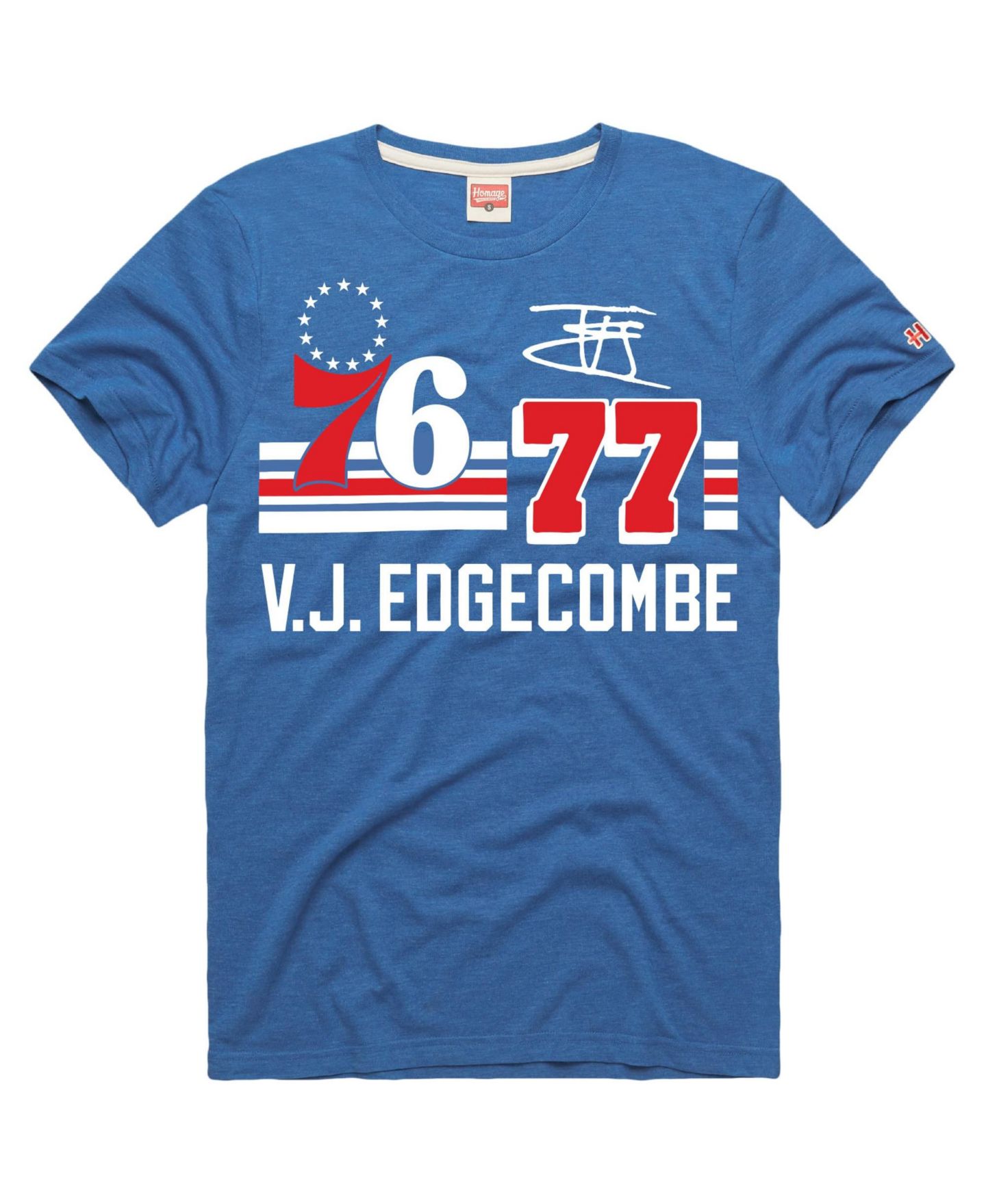 Футболка Homage VJ Edgecombe Royal Philadelphia 76ers Jersey Remix Tri-Blend — фото 1
