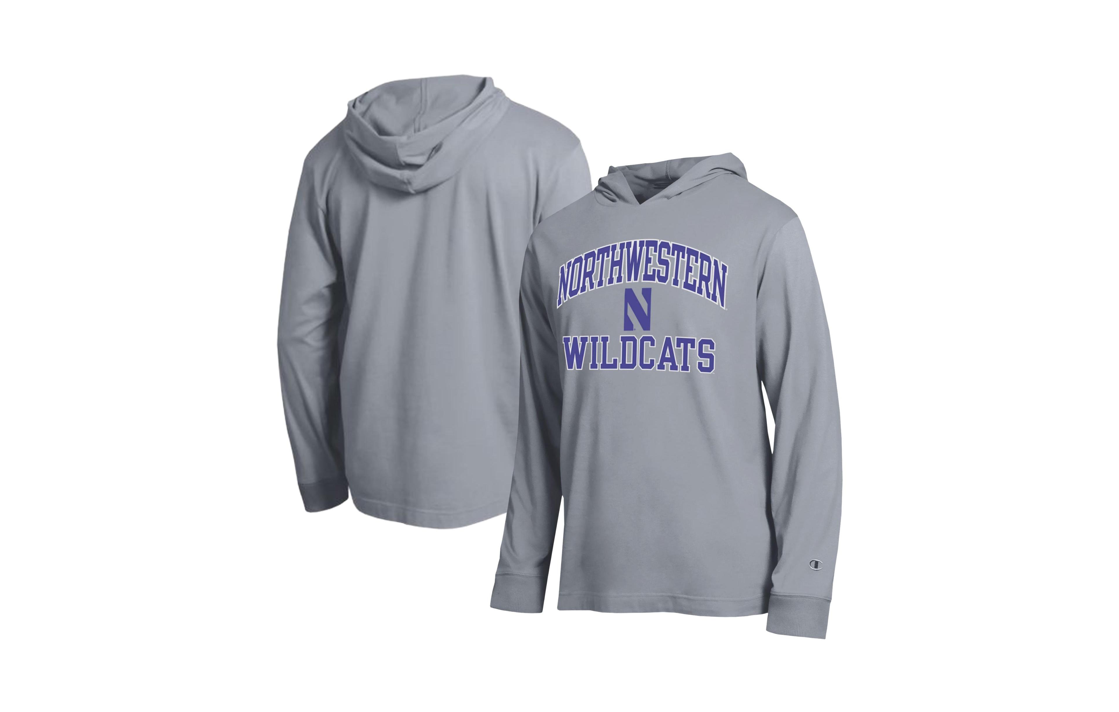 Champion Men's Heather Gray Northwestern Wildcats High Motor All-Star Long- Sleeves Hoodie