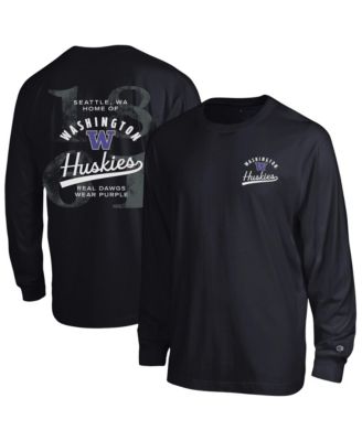 Men's Black Washington Huskies Laminated All-Star Long Sleeve T-Shirt