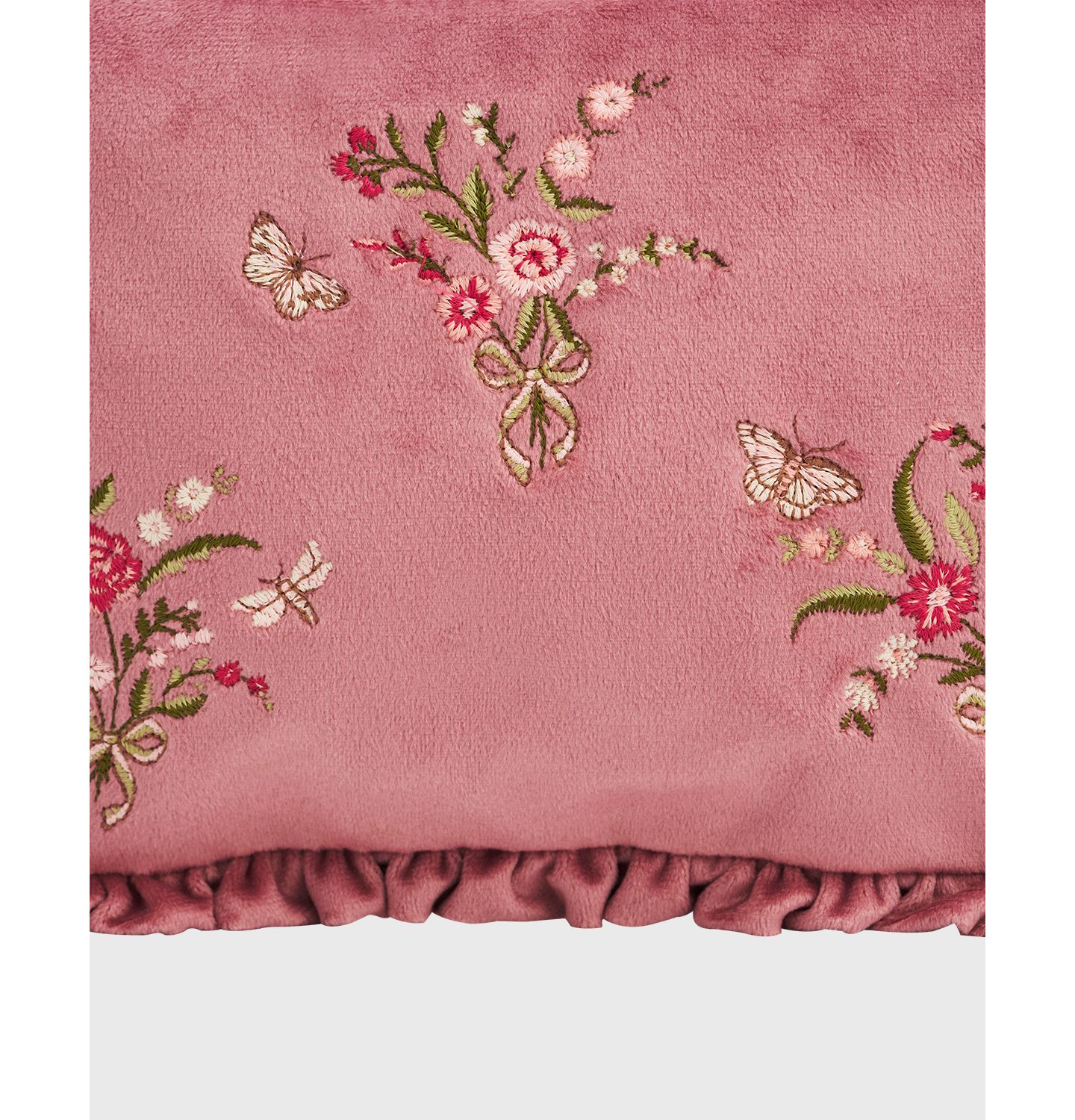 Женские кошельки Fable England Floral Posy Embroidered Velvet Pouch, цвет: Розовый — фото 6
