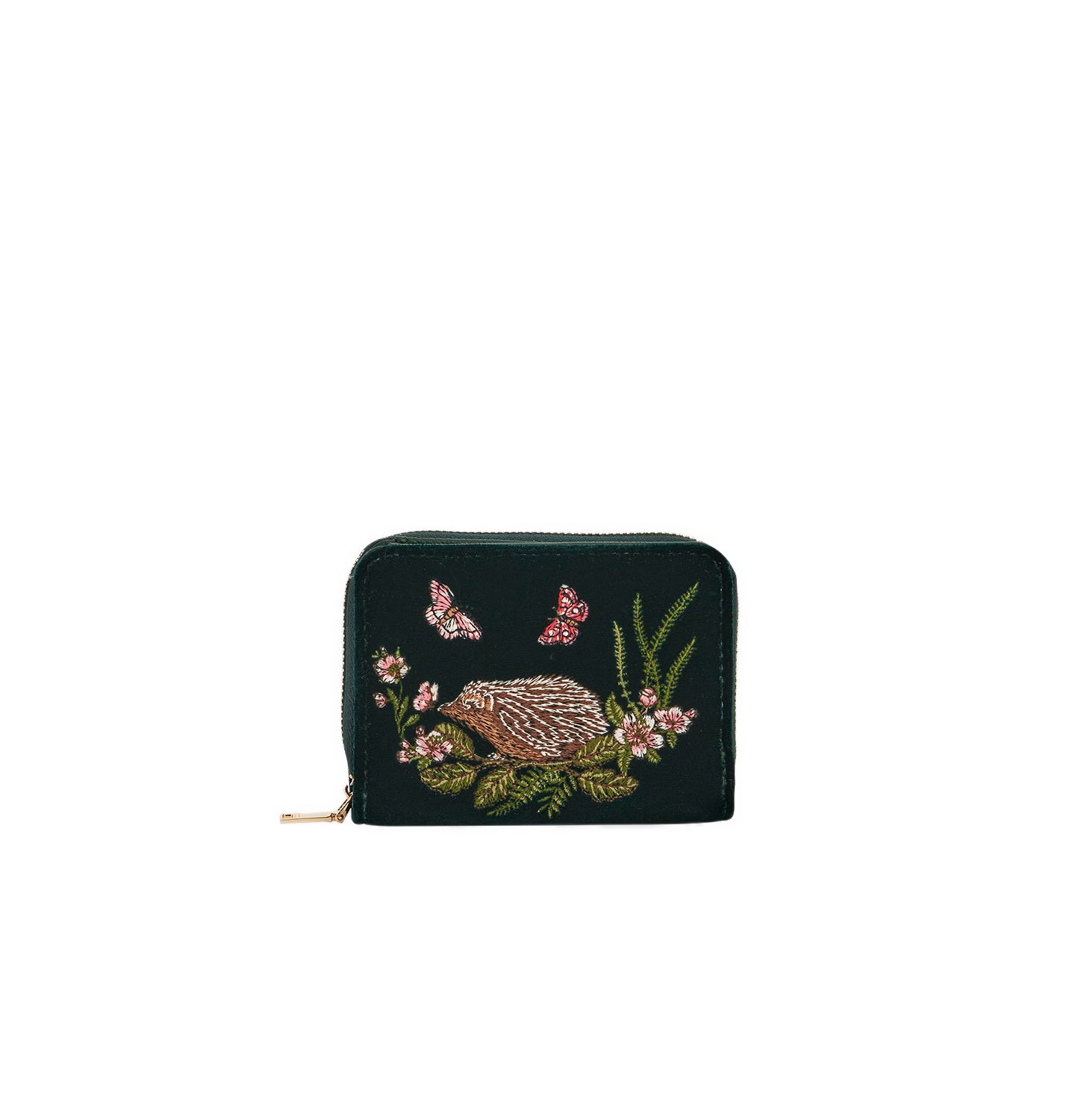 Женский кошелёк Fable England Hedgehog Embroidered Small Wallet, цвет: Тёмно-зелёный — фото 1