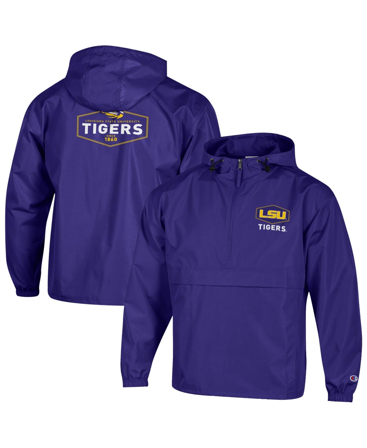 Champion Men's Purple Lsu Tigers Delay Packable Half-Zip Sweatshirt