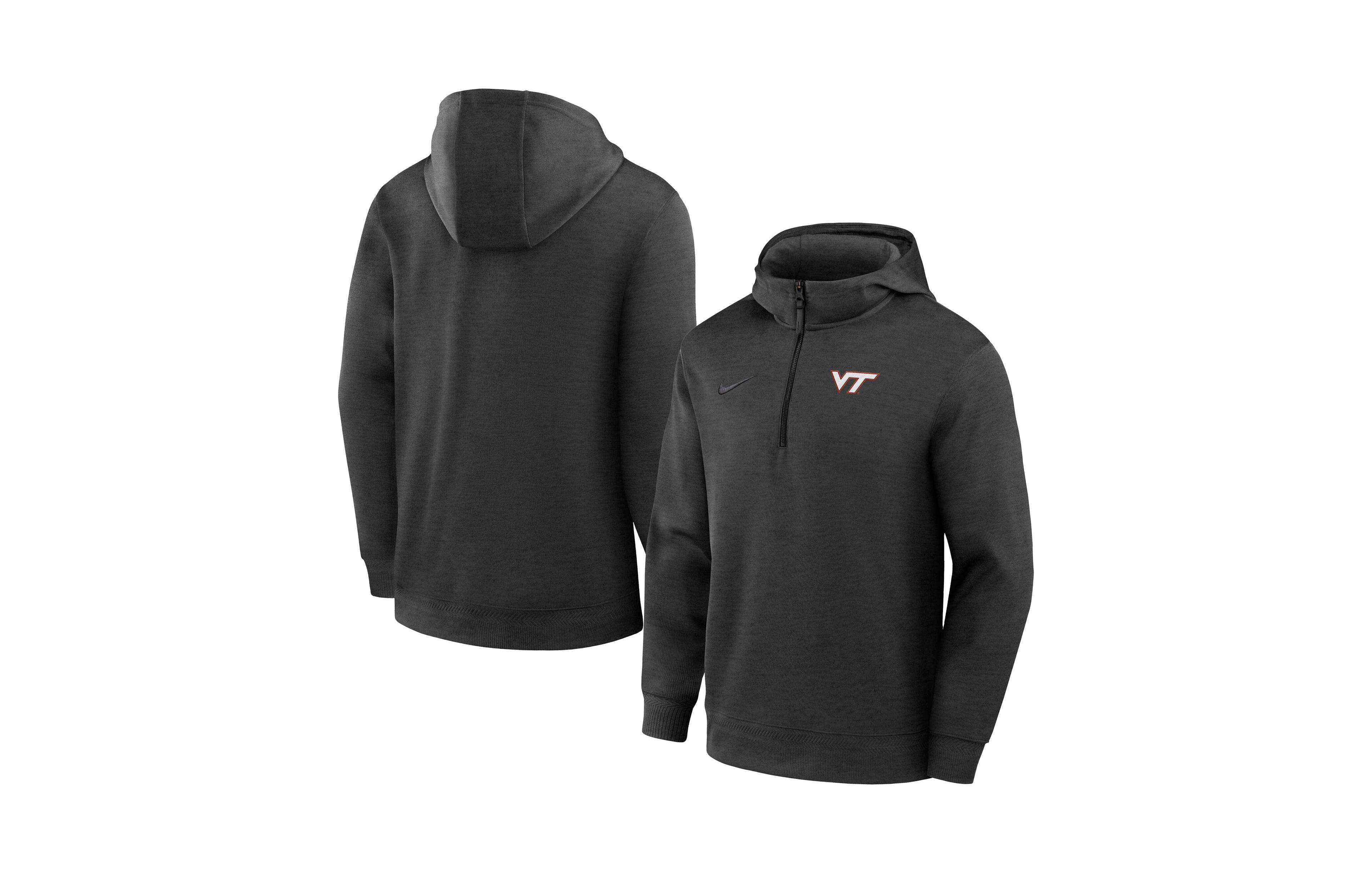 Nike Men's Black Virginia Tech Hokies Coaches Dri-fit Half-Zip Hoodie