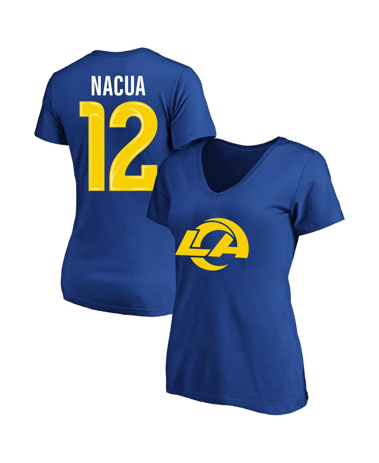 Женская футболка Fanatics Puka Nacua Royal Los Angeles Rams Plus Size Name & Number V-Neck — фото 1
