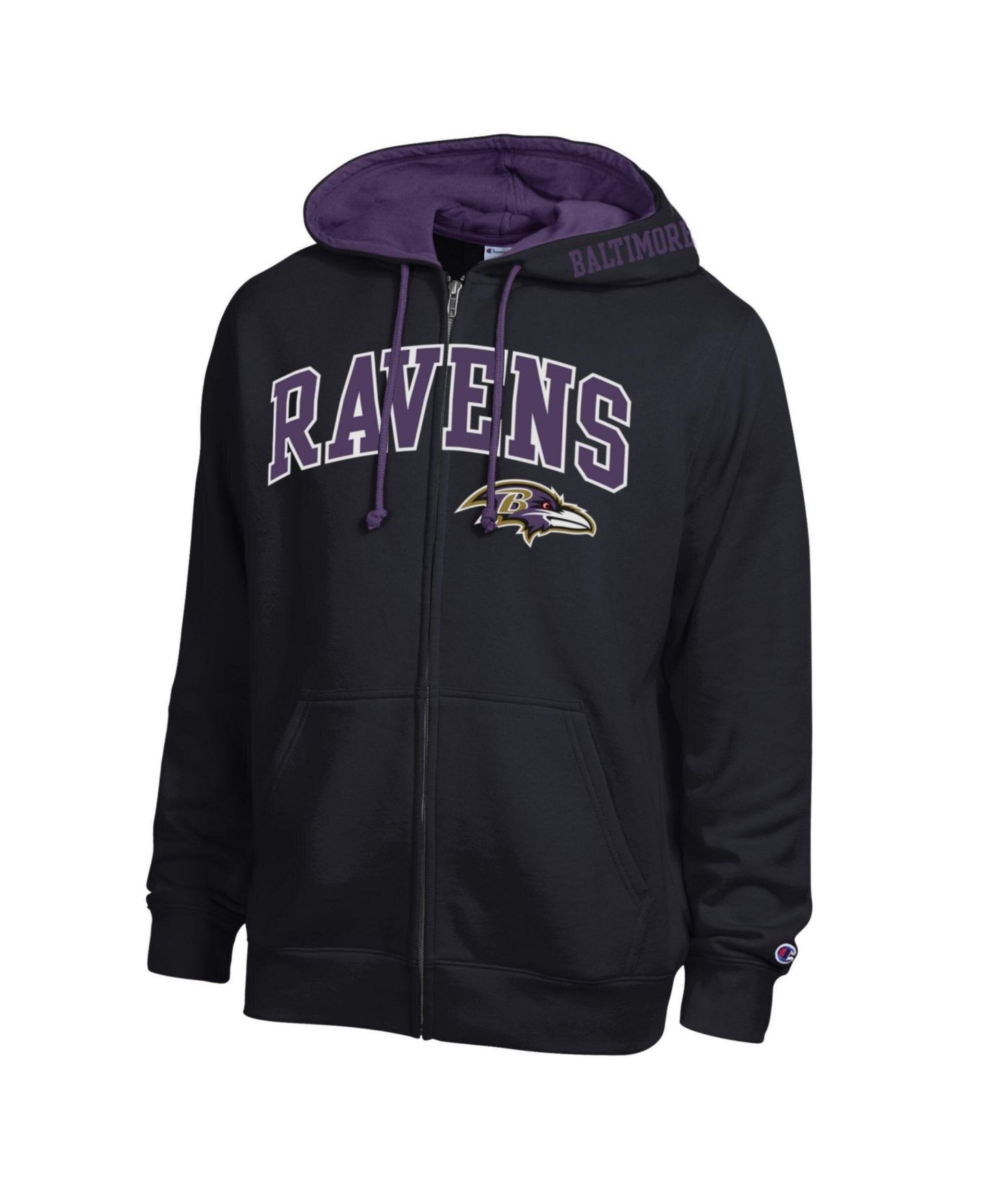 Мужское худи Champion Black/Purple Baltimore Ravens Full-Zip — фото 1