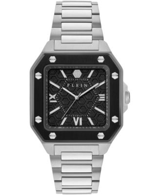 Men's Plein Edge Silver Stainless Steel Bracelet Watch, 42mm